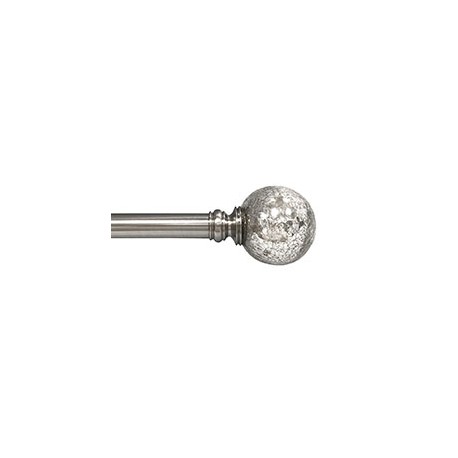 SET PREMIUM DE CORTINERO AJUSTABLE SIMPLE ESTILO BOLA CRAQUELADA DE 182 A 365 CM PLATA NÍQUEL CEPILLADO