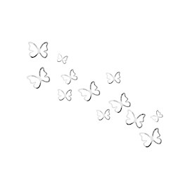 FIGURAS DECORATIVAS MARIPOSAS 3D PLATA 12 PIEZAS