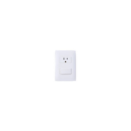 PLACA INTERRUPTOR SENCILLO Y TOMA CON TIERRA BLANCO