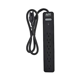 SUPRESOR DE PICOS DE 6 SALIDAS CON CABLE DE 90 CM NEGRO