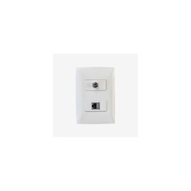 PLACA MODULO COAXIAL Y TOMA DE TELEFONO BLANCO