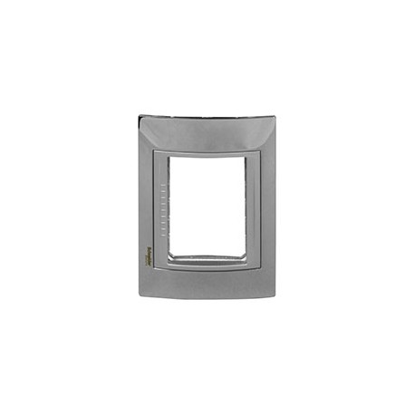 PLACA DE 3 MÓDULOS METÁLICA CROMO BRILLANTE