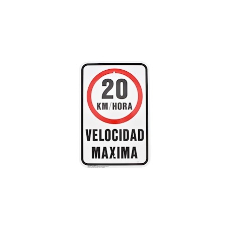 LETRERO DE VELOCIDAD MÁXIMA 20 KM/HR BLANCO 45.7 X 30.7 CM