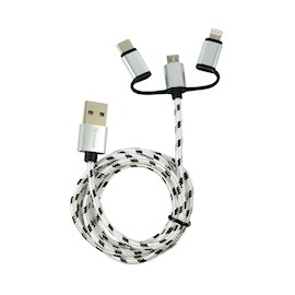 CABLE USB 3 EN 1 LIGHTINGH TIPO C NEGRO
