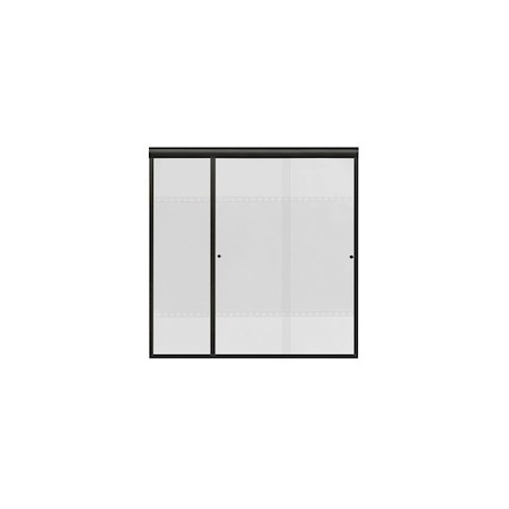 CANCEL DE 1.91 A 1.95 X 1.87M. CRISTAL TEMPLADO FIJO Y 2 CORREDIZOS GRABADO MEDIEVAL CON ALUMINIO DURANODICK