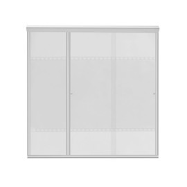 CANCEL DE CRISTAL TEMPLADO ALUMINIO NATURAL FIJO Y 2 CORREDIZOS 1.86 X 1.90 X 1.87 M