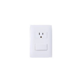 PLACA INTERRUPTOR SENCILLO Y TOMA CON TIERRA BLANCO
