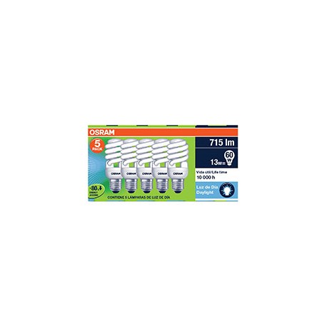 FOCO AHORRADOR OSRAM13W 5PACK LUZ FRIA