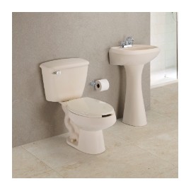 PAQUETE SANITARIO CASTELAR 2 PIEZAS ALARGADO 4.8L HUESO INCLUYE TAZA, TANQUE LAVABO, PEDESTAL Y ASIENTO