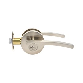 MANIJA DE ENTRADA CON LLAVE 18.2 X 15 X 7 CM LATÓN NÍQUEL SATINADO