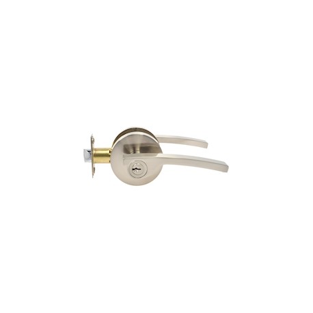 MANIJA DE ENTRADA CON LLAVE 18.2 X 15 X 7 CM LATÓN NÍQUEL SATINADO