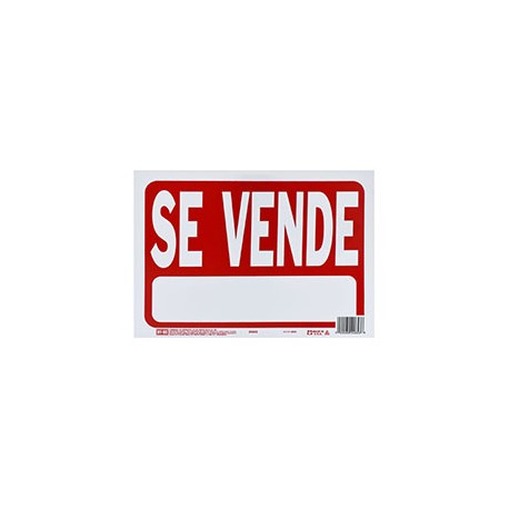 LETRERO DE PLÁSTICO PARA PARED SE VENDE 21.5 X 30.5 CM