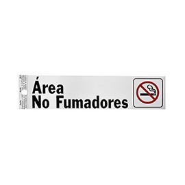 LETRERO DE ALUMINIO PARA PARED ÁREA NO FUMADORES 5 X 20.5 CM