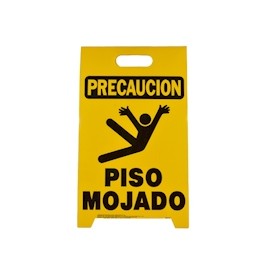 LETRERO DE POLICARBONATO PARA PISO PRECAUCIÓN PISO MOJADO DE 30.6 X 51.4 CM