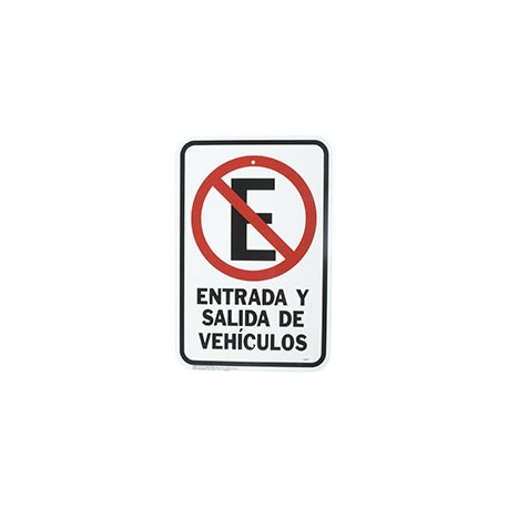 LETRERO DE ALUMINIO PARA PARED "ENTRADA Y SALIDA DE VEHÍCULOS" 45.5 X 30.5 CM