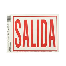 LETRERO DE PLÁSTICO PARA PARED "SALIDA" DE 25.4 X 20.2 CM