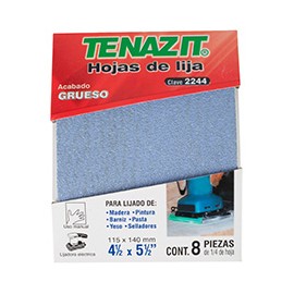 HOJA DE LIJA DE 4 1/2 X 5 1/2 PULGADAS 8 PIEZAS