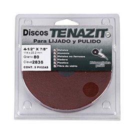 DISCO PARA LIJADO Y PULIDO DE 4 1/2 X 7/8 DE PULGADA ROJO 5 PIEZAS