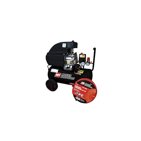 COMPRESOR 2.5HP TANQUE 25LTS + MP0105 MANGUERA DE PVC 300LBS 7.5 M MH