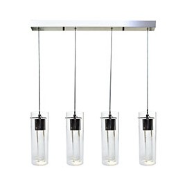 LUMINARIO LED MODERNO CROMADO CON 4 LUCES CÁLIDAS