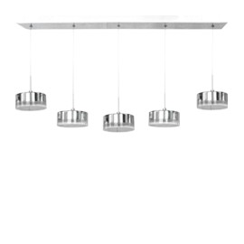 COLGANTE PENDRAGON QUINTUPLE 40 WATTS 80 CM PLATA PARA INTERIOR