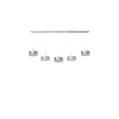 COLGANTE PENDRAGON QUINTUPLE 40 WATTS 80 CM PLATA PARA INTERIOR