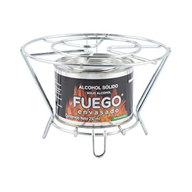 PARRILLA SENCILLA CON LATA DE 250 ML PLATA FUEGO ENVASADO