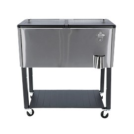 HIELERA PLATA CARRITO 75.7 L CON 4 RUEDAS