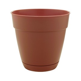 MACETA PLÁSTICA CON PLATO 8" TERRACOTA