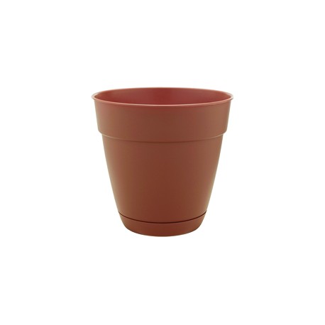 MACETA PLÁSTICA CON PLATO 8" TERRACOTA