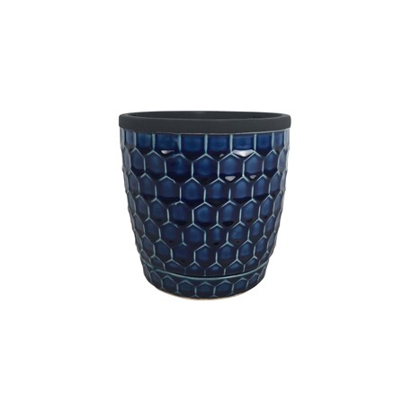 MACETA HONEYCOMB AZUL 6"