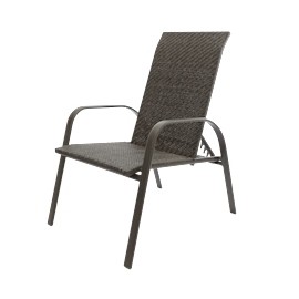 SILLA RECLINABLE FIJA CAFÉ CUBIERTA DE RATÁN Y ESTRUCTURA DE ACERO