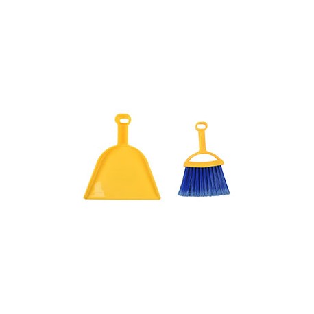 MINI RECOGEDOR CON CEPILLO PLÁSTICO AMARILLO