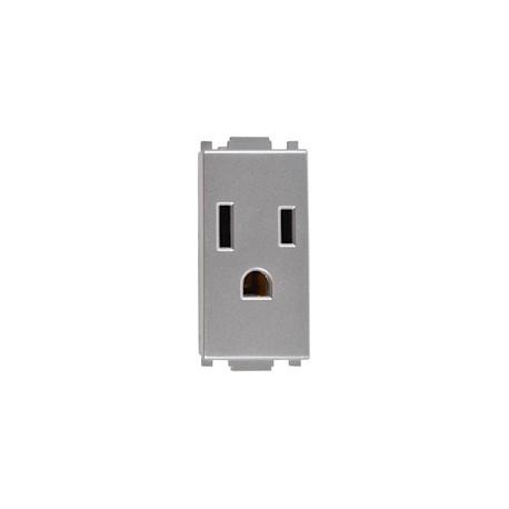 CONTACTO SENCILLO ALPHA 127/250 VOLTS 15 AMPERES PLATA ESTÉVEZ