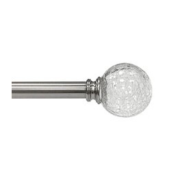 SET DE CORTINERO AJUSTABLE SIMPLE ESTILO ESFERA DE CRISTAL CRAQUELADA DE 167 A 304 CM PLATA NÍQUEL CEPILLADO