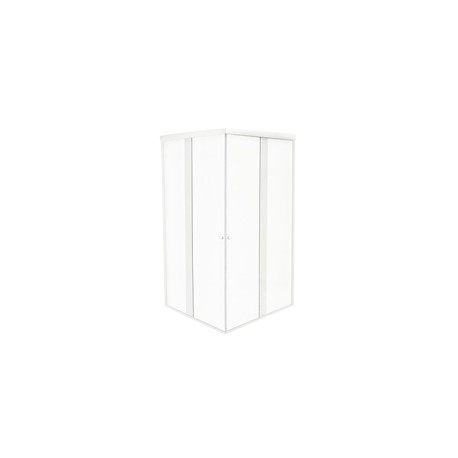 CANCEL ESCUADRA TEMPLADO DE 2.01 HASTA 2.40 X ALTURA 1.87 M. TRANSPARENTE CON ALUMINIO BLANCO CIERRE EN ESQUINA