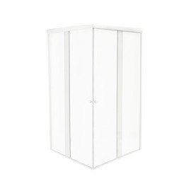 CANCEL ESCUADRA TEMPLADO HASTA 2.00 X ALTURA 1.87M. TRANSPARENTE CON ALUMINIO BLANCO CIERRE EN ESQUINA